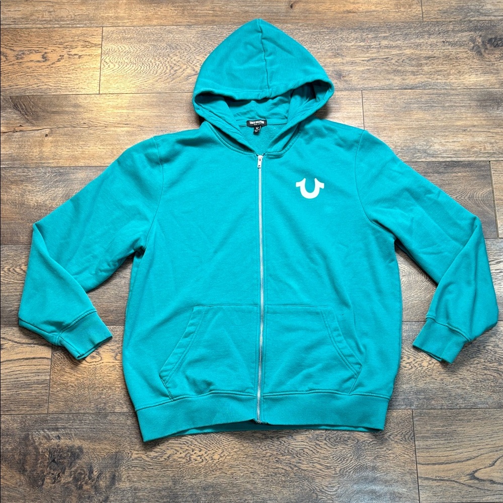 True Religion Turquoise Zip-Up Hoodie